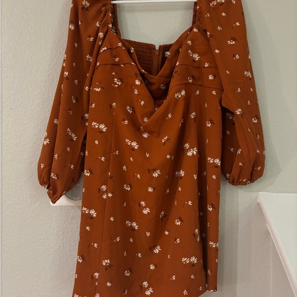 Abercrombie Long-Sleeve Draped Bodice Mini Dress - orange spice - Picture 2 of 2